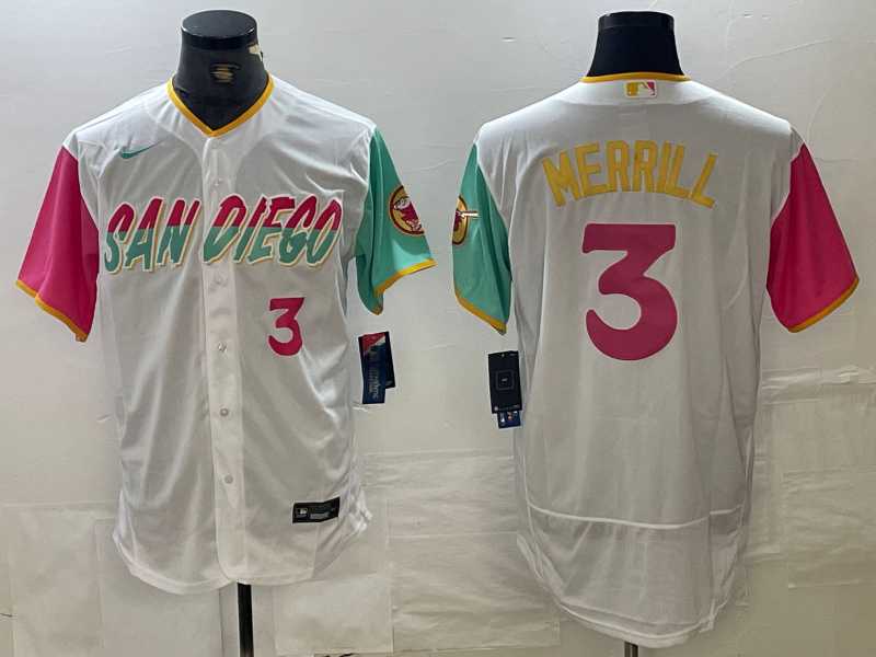 Men's San Diego Padres #3 Jackson Merrill Number White 2024 City Connect Flex Base Stitched Jersey,We sell and wholesale Men's San Diego Padres #3 Jackson Merrill Number White 2024 City Connect Flex Base Stitched Jersey on line form chian!